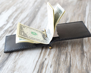 Leather Money Clip Billfold Wallet - Black