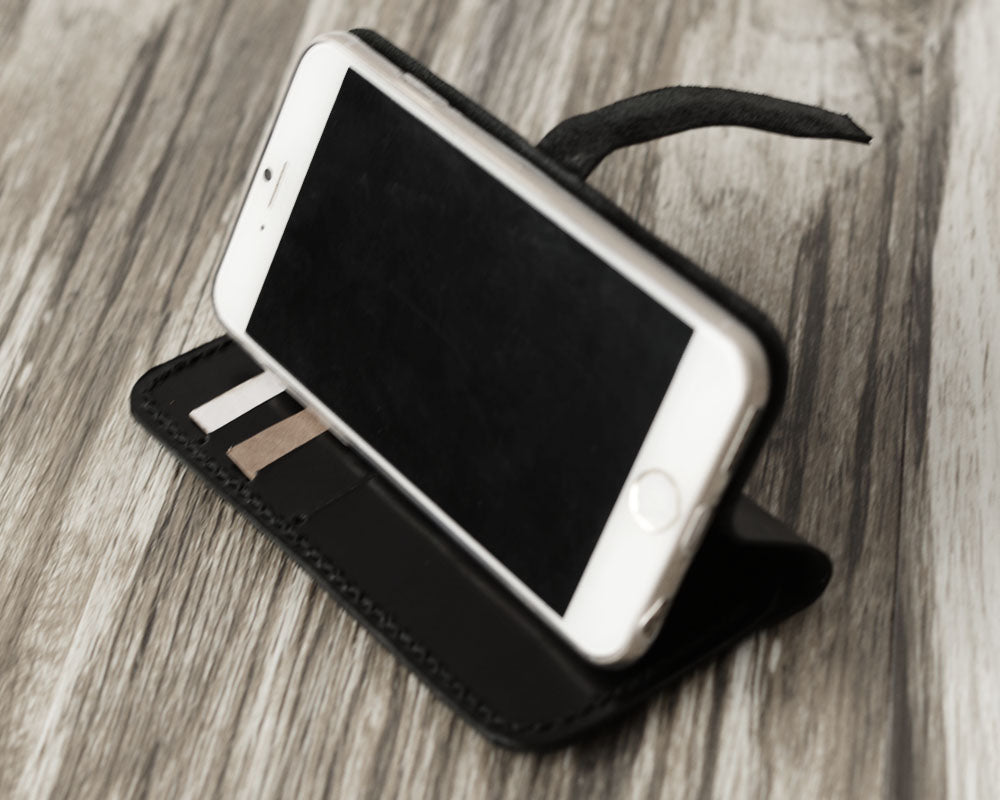 iPhone Leather Wallet Case  - Black