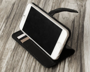 iPhone Leather Wallet Case  - Black