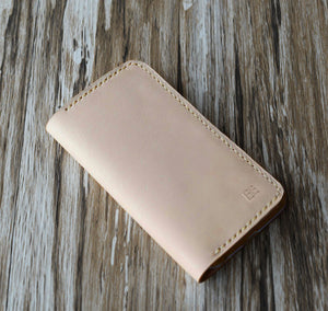 Personalized Leather iPhone Wallet Case - Nature Tan