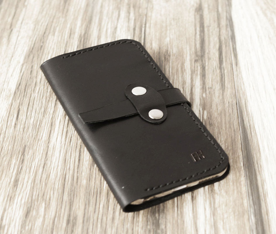 iPhone Leather Wallet Case  - Black