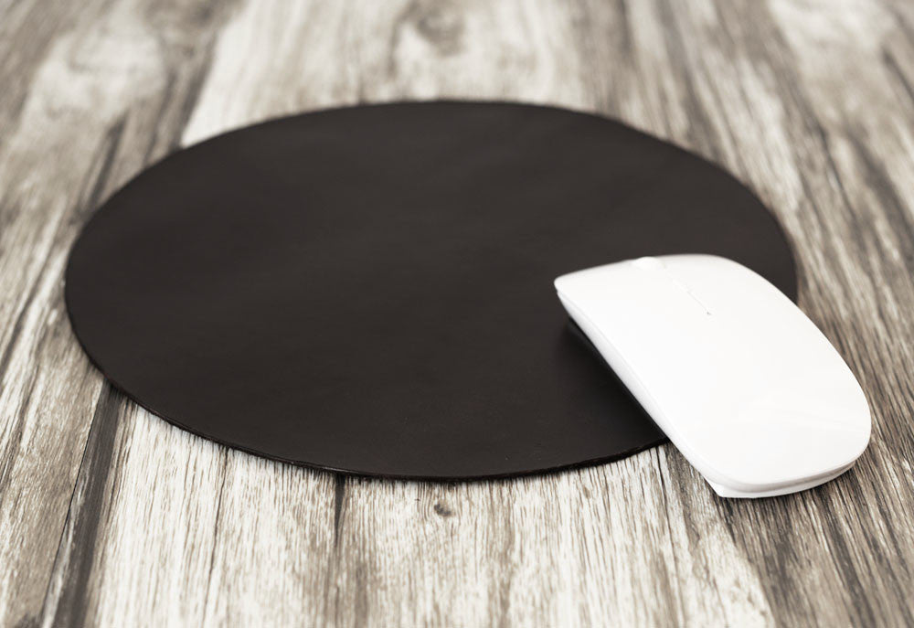 Leather Mouse Pad Circle - 8 colors available