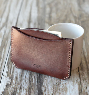 Handmade Leather Card Holder 4 Slots - Dark Brown