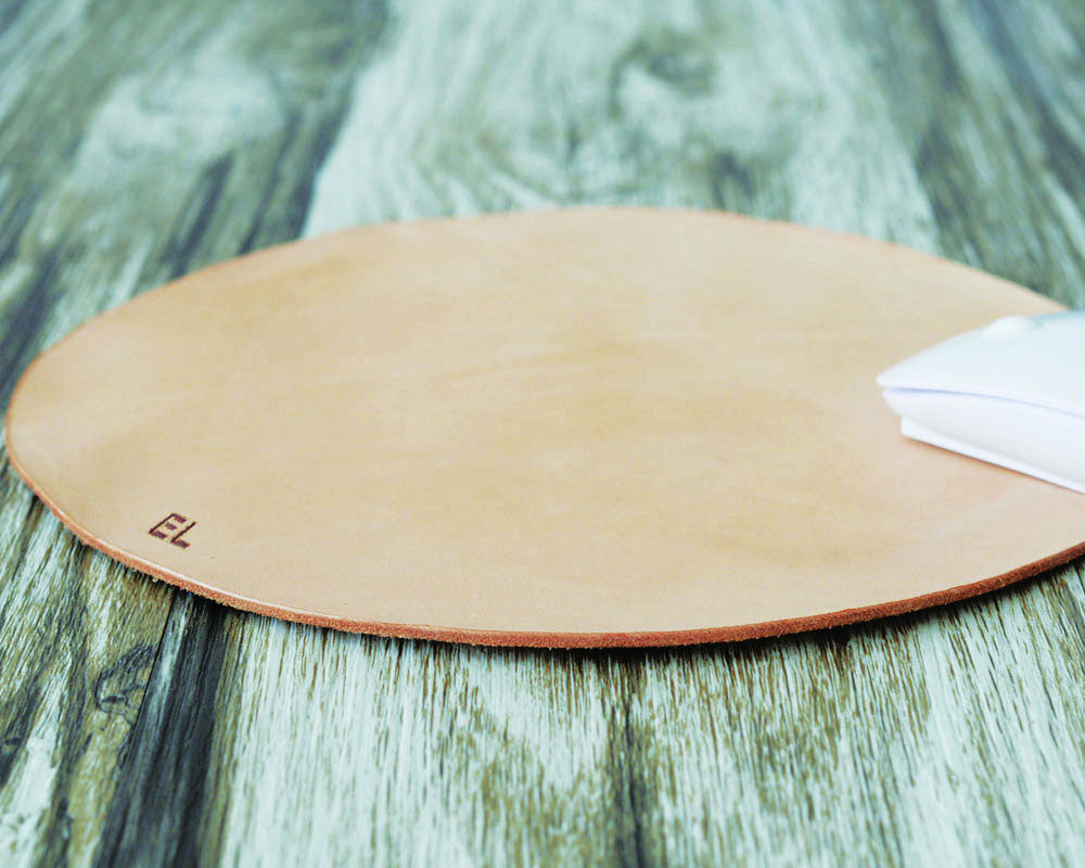 Leather Mouse Pad Circle- 8 colors available