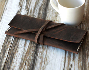 Leather Pencil Pouch #205 - Distressed Brown