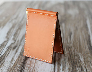 Leather Money Clip Billfold Wallet - Orange