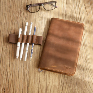 Personalized Leather Cover for Classic Moleskine Large size - Brown