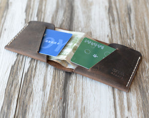 Leather Billfold Wallet - Distressed Brown