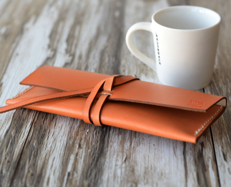 Leather Pencil Pouch #205 - Orange
