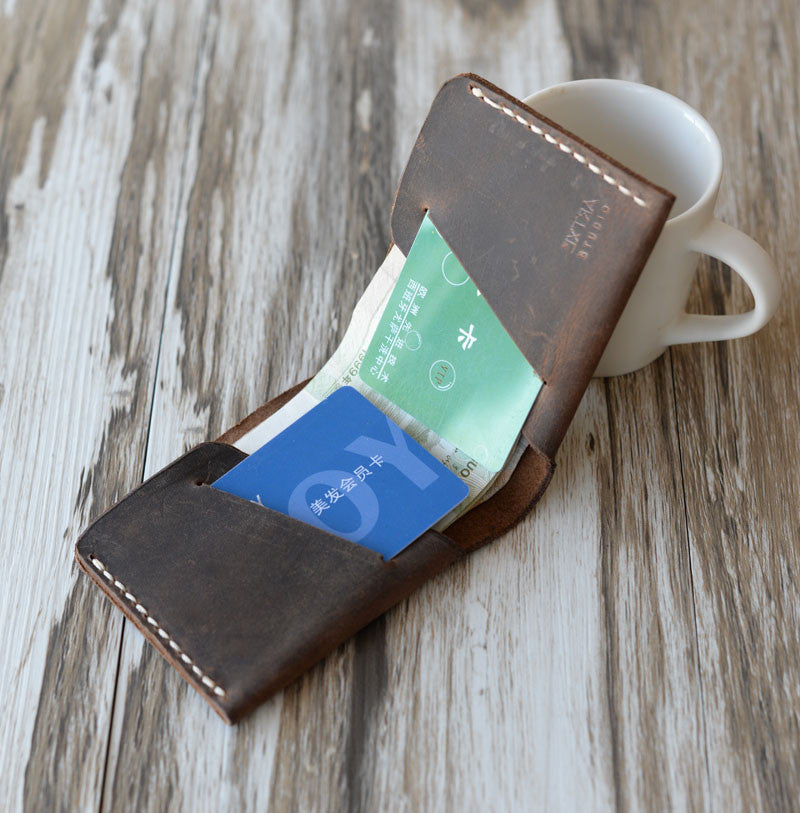 Leather Billfold Wallet - Distressed Brown