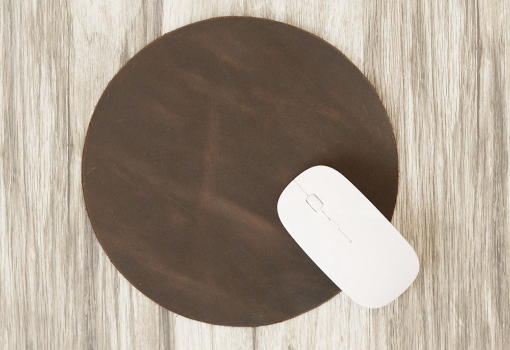Leather Mouse Pad Circle - 8 colors available