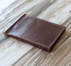Leather Money Clip Billfold Wallet - Dark Brown