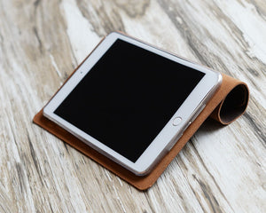 Handmade iPad Leather Case With Detachable Apple Pencil Holder - 602B - Distressed Brown