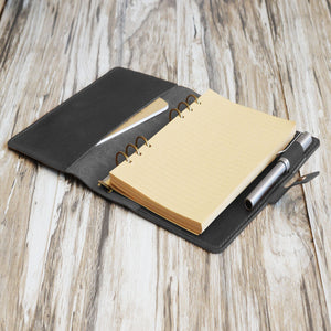 Personalized Leather Binder - Leather Folder - Distressed Black