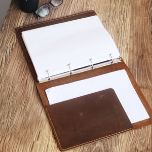 Leather Binder 4-Ring Leather Portfolio - A4 Binder Planner