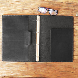 Leather Binder 4-Ring Leather Portfolio - A4 Binder Planner