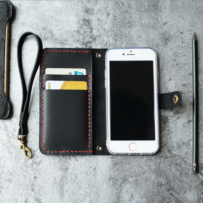 Personalized iPhone Wallet Case Wristlet - Black - 408H