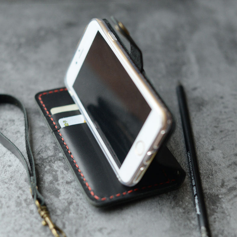 Personalized iPhone Wallet Case Wristlet - Black - 408H