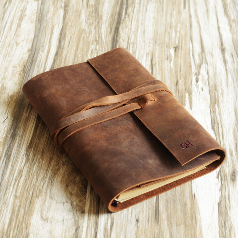 Personalized Portfolio Binder - A5 6 Ring Binder - Natural Thick Leather
