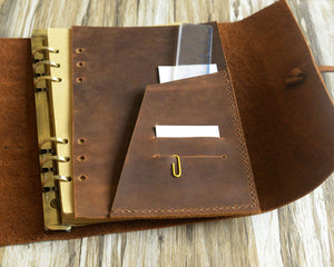 Personalized Portfolio Binder - A5 6 Ring Binder - Natural Thick Leather