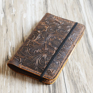 Refillable Tooled Leather Journal cover for moleskine classic notebook pocket size 305S