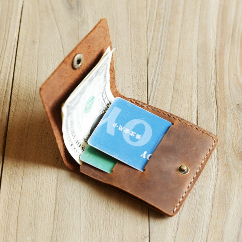 Personalized Handmade Slim Leather Billfold Wallet