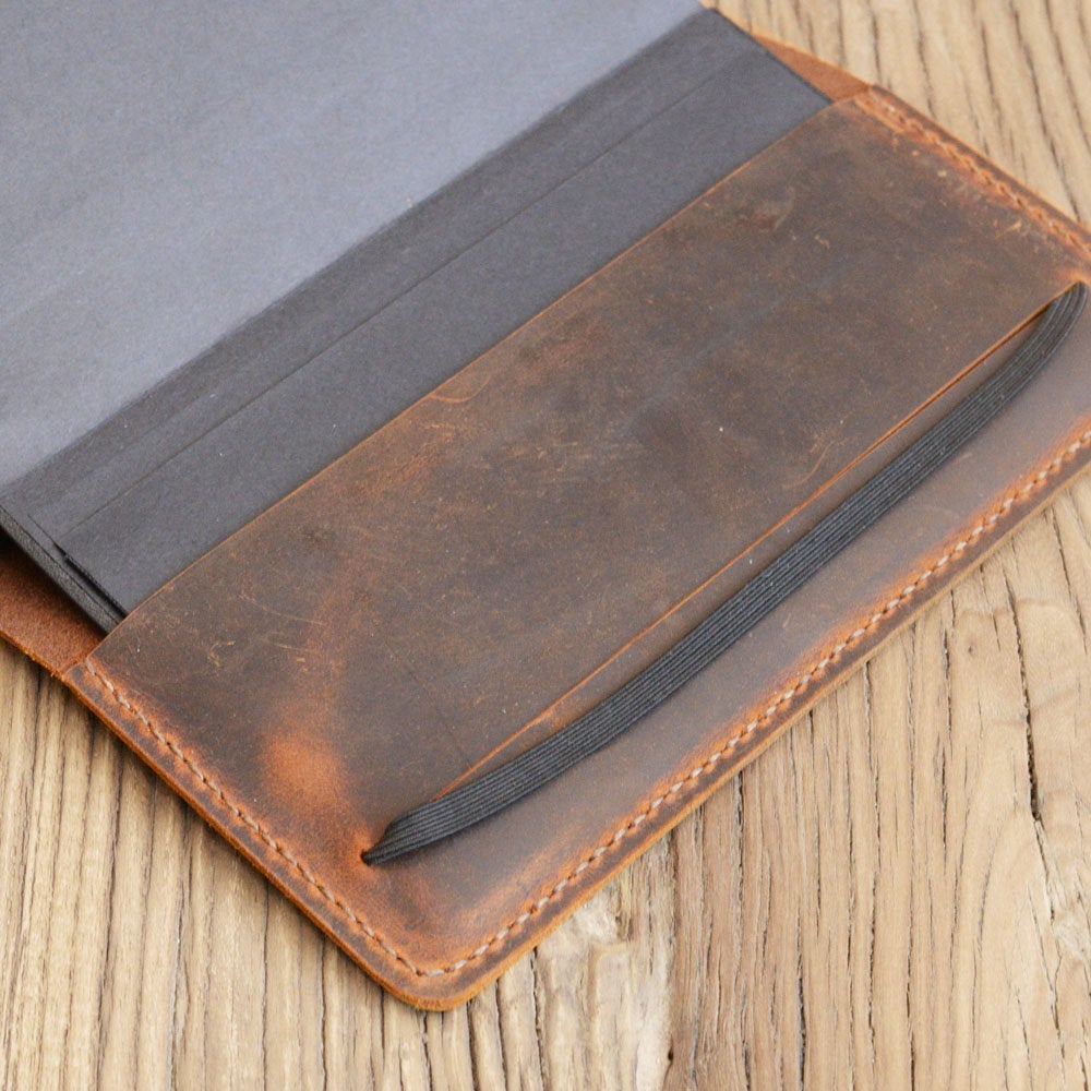 Personalized Leather Cover for Classic Moleskine Large size - Brown