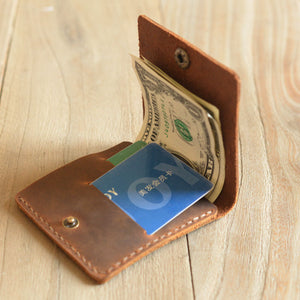 Personalized Handmade Slim Leather Billfold Wallet