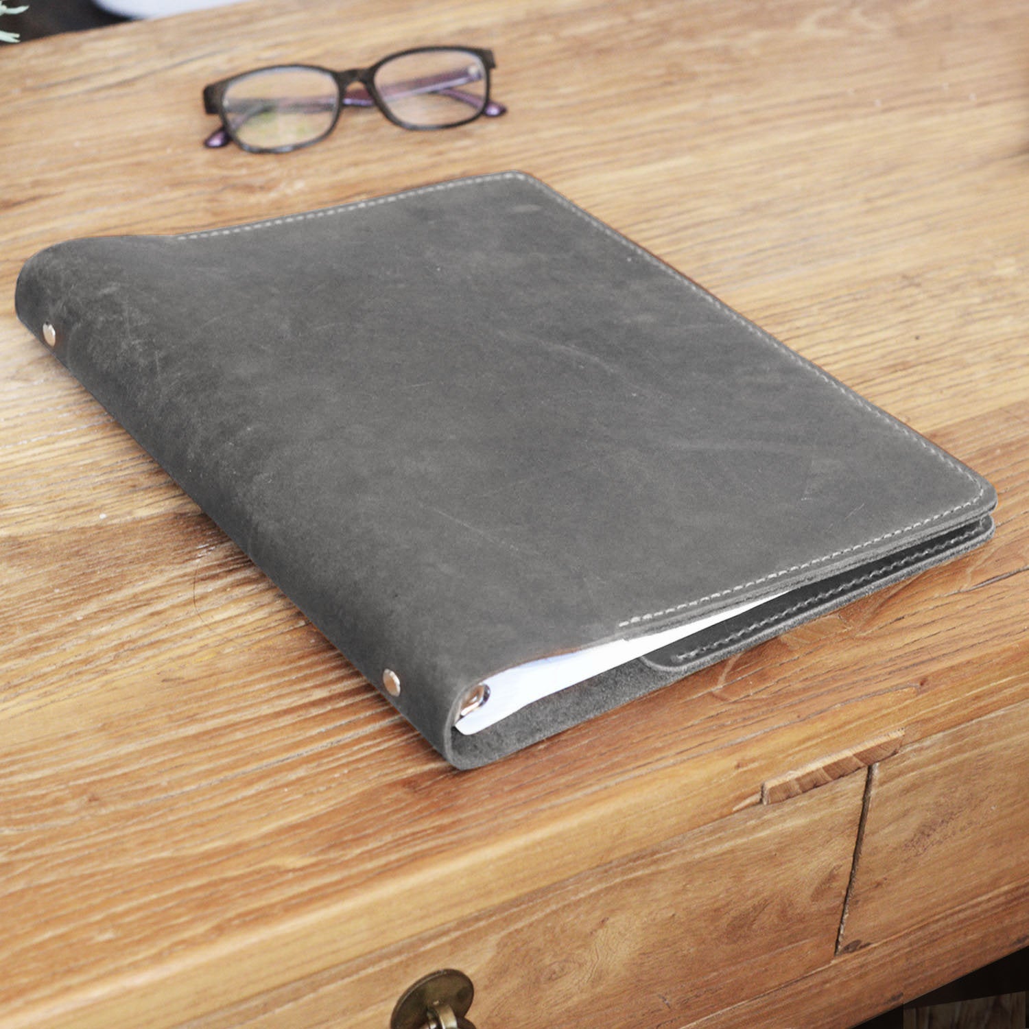 Leather 3 Ring Binder Business Portfolio