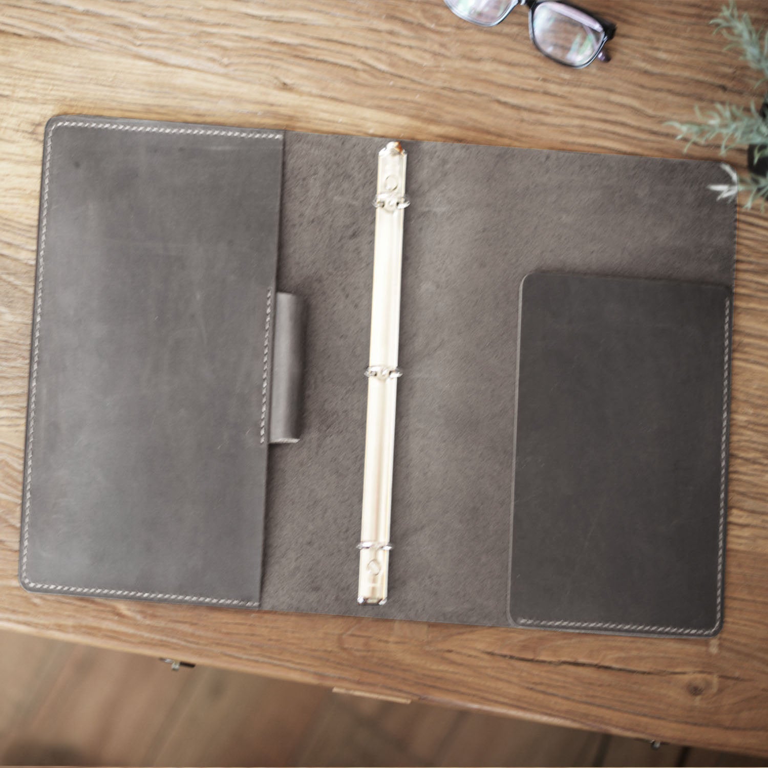 Leather 3 Ring Binder Business Portfolio