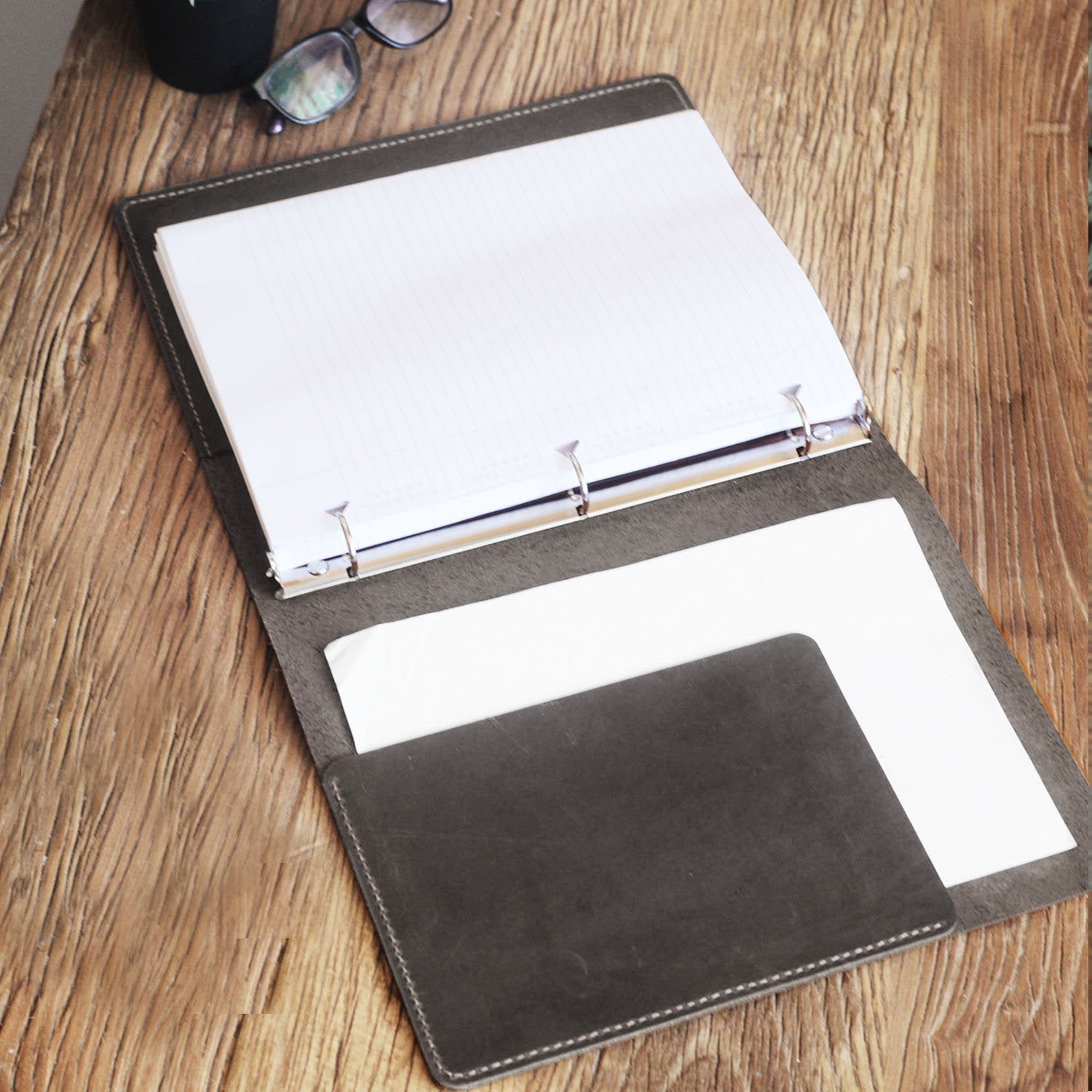 Leather 3 Ring Binder Business Portfolio