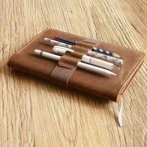 Personalized Leather Cover for Classic Moleskine Large size - Brown