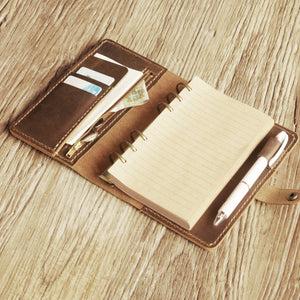 Leather Portfolio with Zipper Pocket - Filofax Personal Planner Cover
