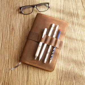 Personalized Leather Cover for Classic Moleskine Large size - Brown