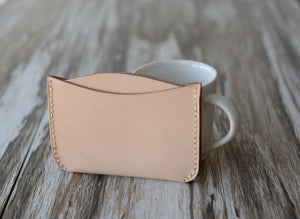 Handmade Leather Card Holder 4 Slots - Nature Tan