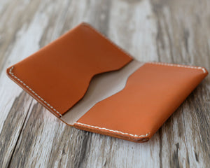 Handmade Leather Billfold Wallet - Orange