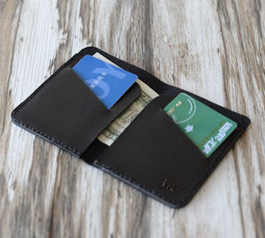 Slim Leather Men - Women's Billfold Wallets - Black