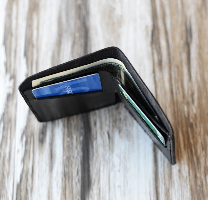 Slim Leather Men - Women's Billfold Wallets - Black