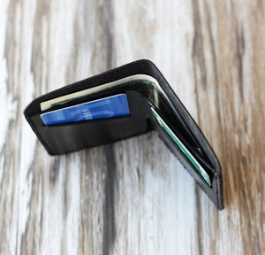 Slim Leather Men - Women's Billfold Wallets - Black