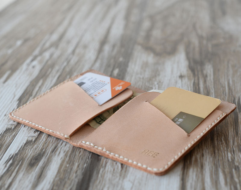 Slim Leather Men - Women's Billfold Wallets - Natural Tan