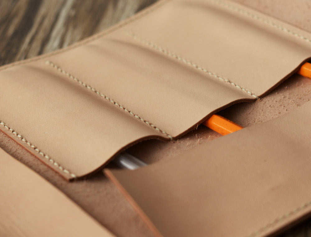 Leather Pencil Case Roll - Nature Nude