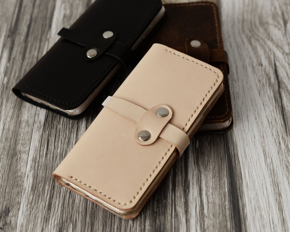 iPhone Leather Wallet Case  - Nature Tan