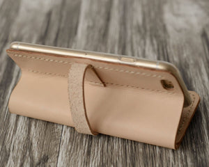 iPhone Leather Wallet Case  - Nature Tan