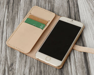 iPhone Leather Wallet Case  - Nature Tan