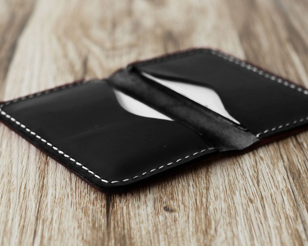 Personalized Leather Business Card Holder - Black