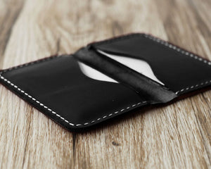 Personalized Leather Business Card Holder - Black