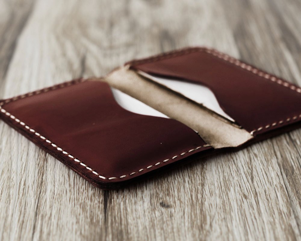 Personalized Leather Business Card Holder - Dark Brown