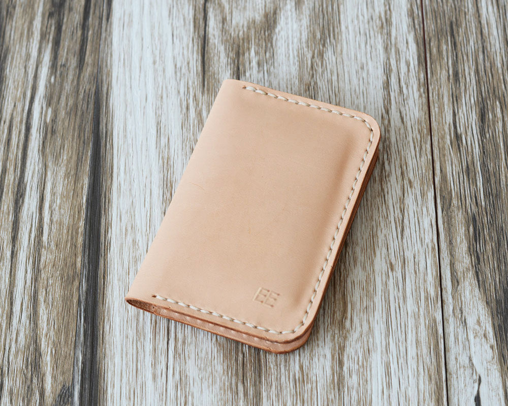 Personalized Leather Business Card Holder - Nature Tan