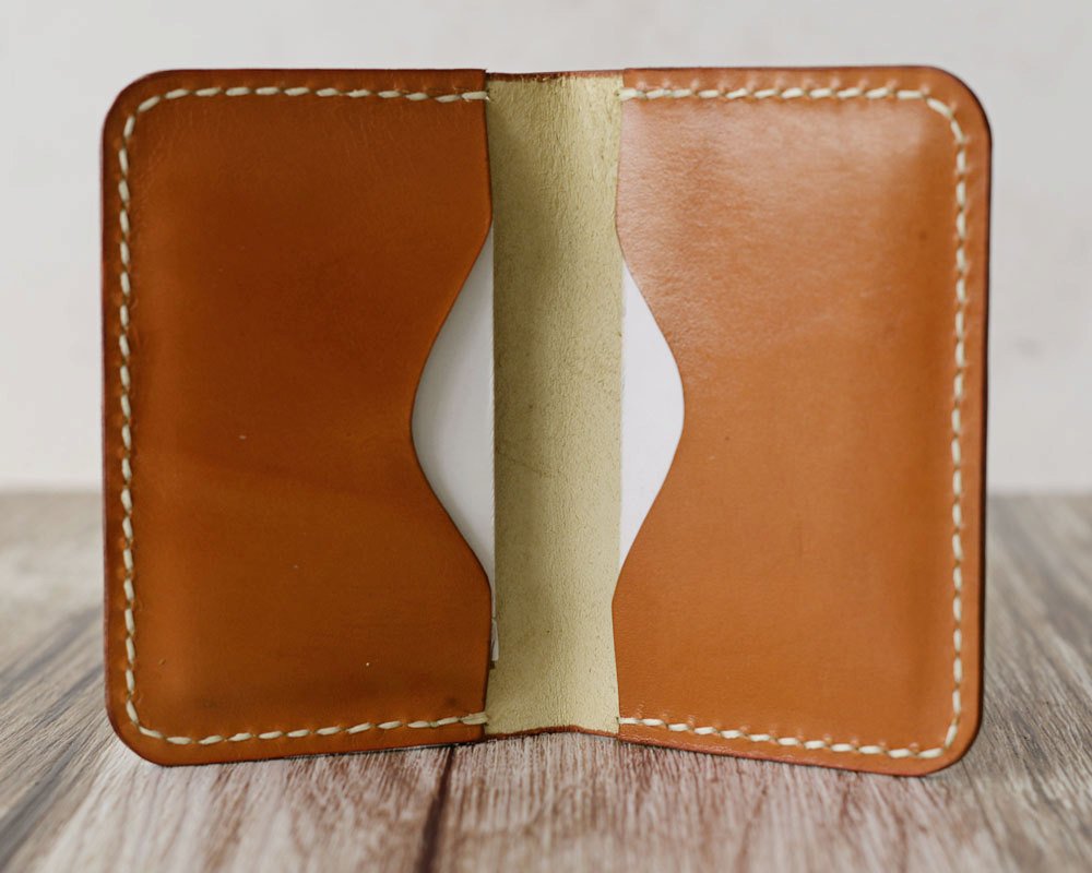 Personalized Leather Business Card Holder - Orange
