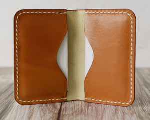 Personalized Leather Business Card Holder - Orange